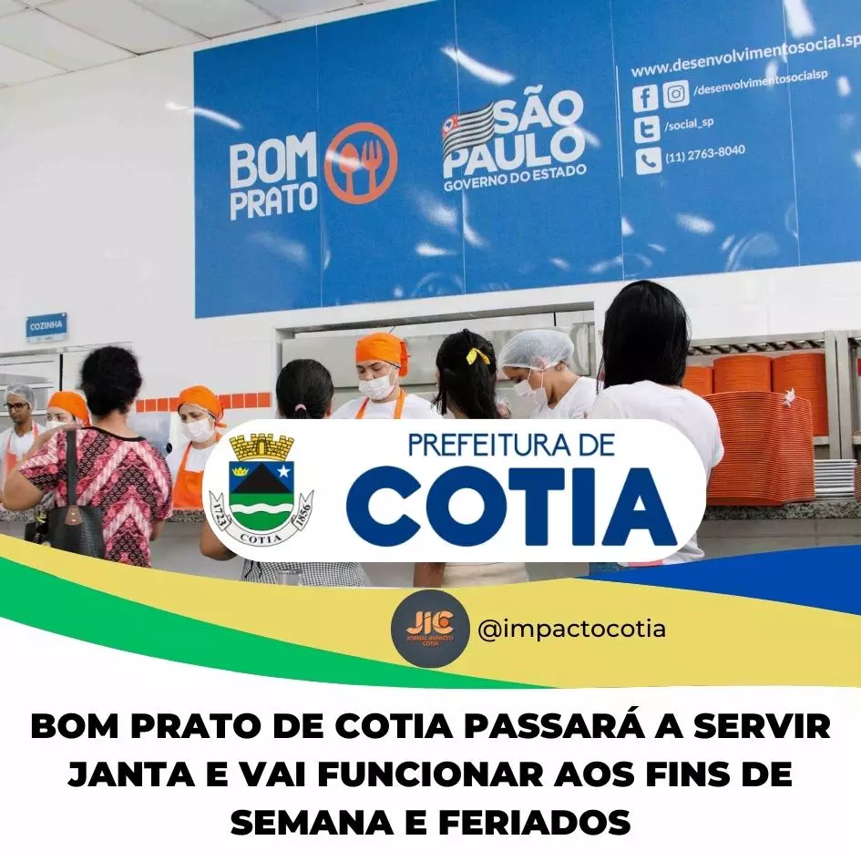 Bom Prato de Cotia passará a servir janta e vai funcionar aos fins de semana e feriados